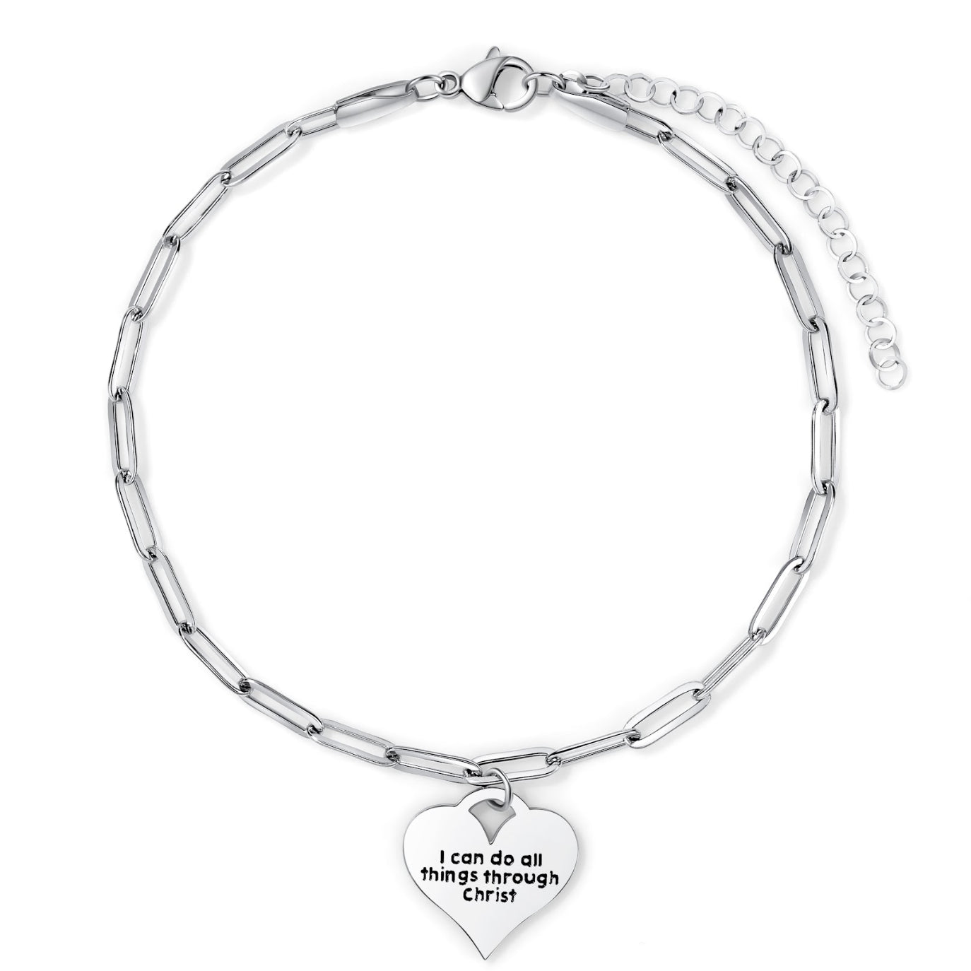 FREE - I Can Do All Things Heart Paperclip Bracelet