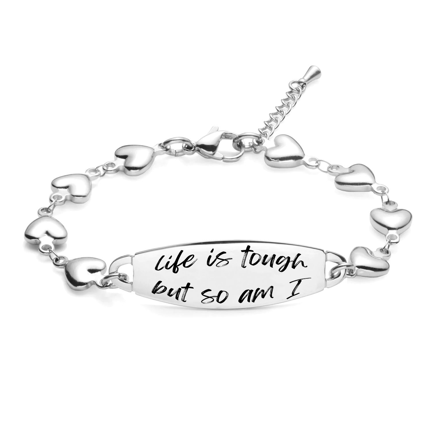 FREE - Life Is Tough Bar Heart Bracelet