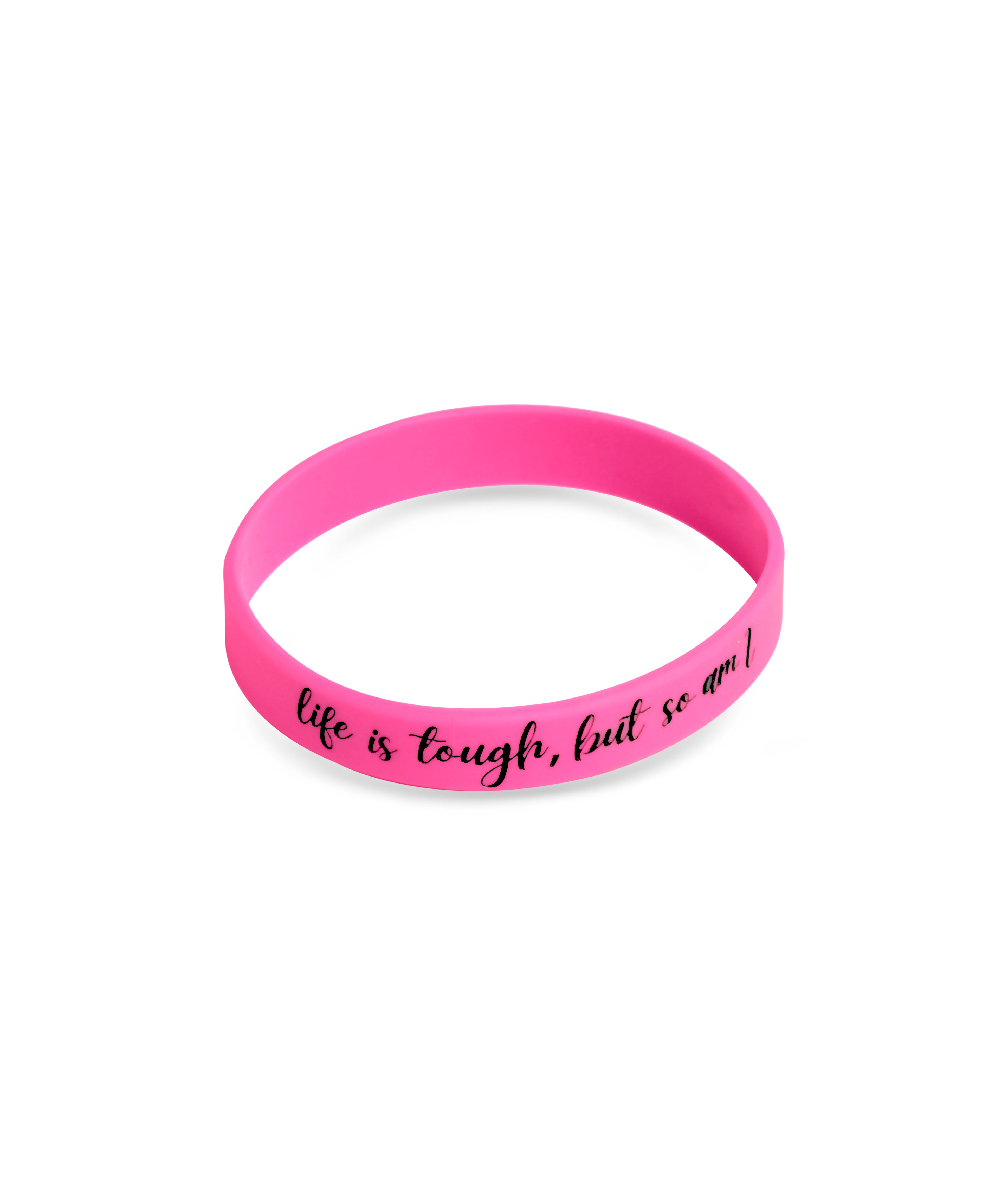 Bracelet en caoutchouc rose vif Life is Tough