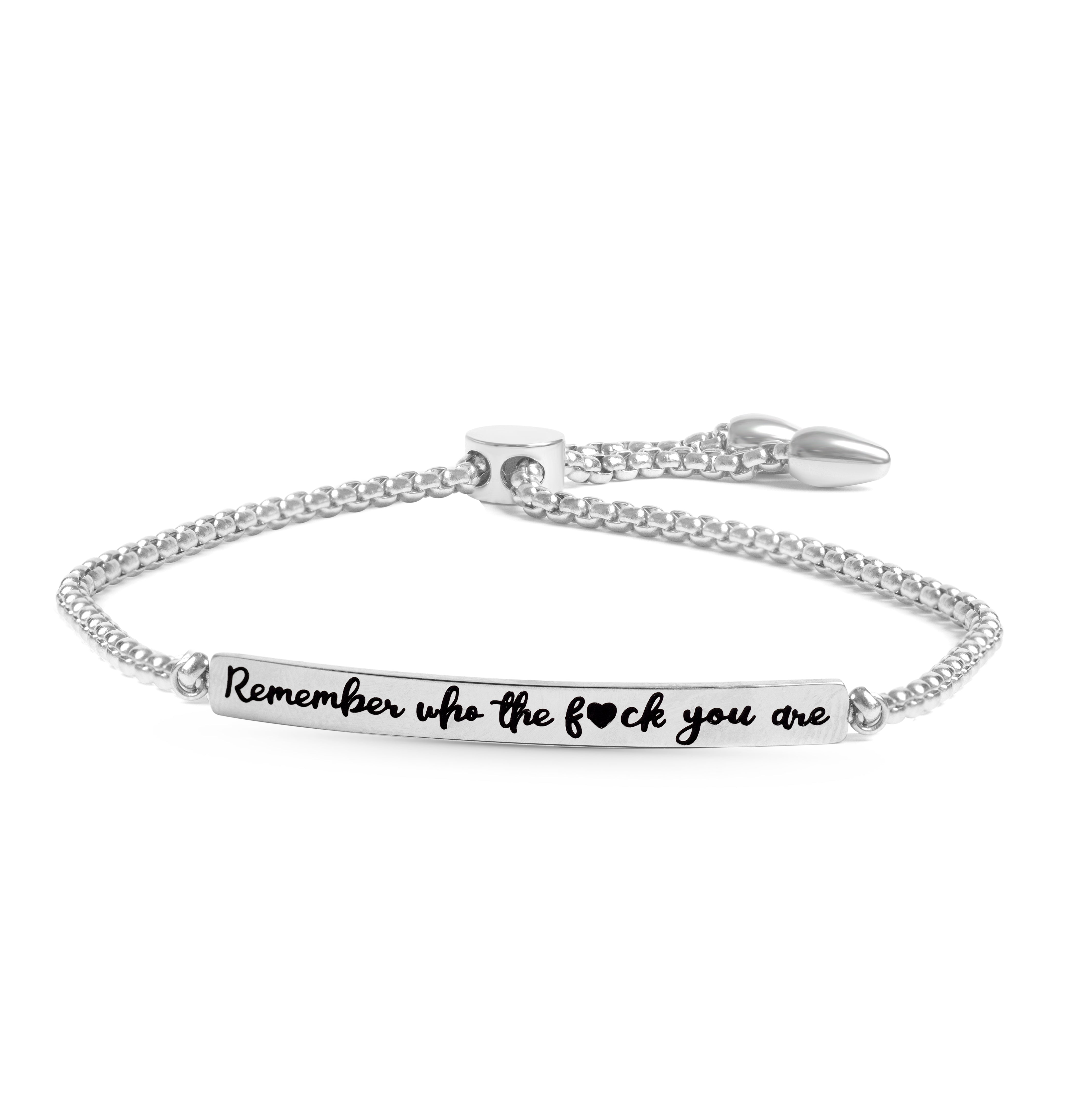 FREE - Remember Who Stainless Bar Drawstring Bracelet
