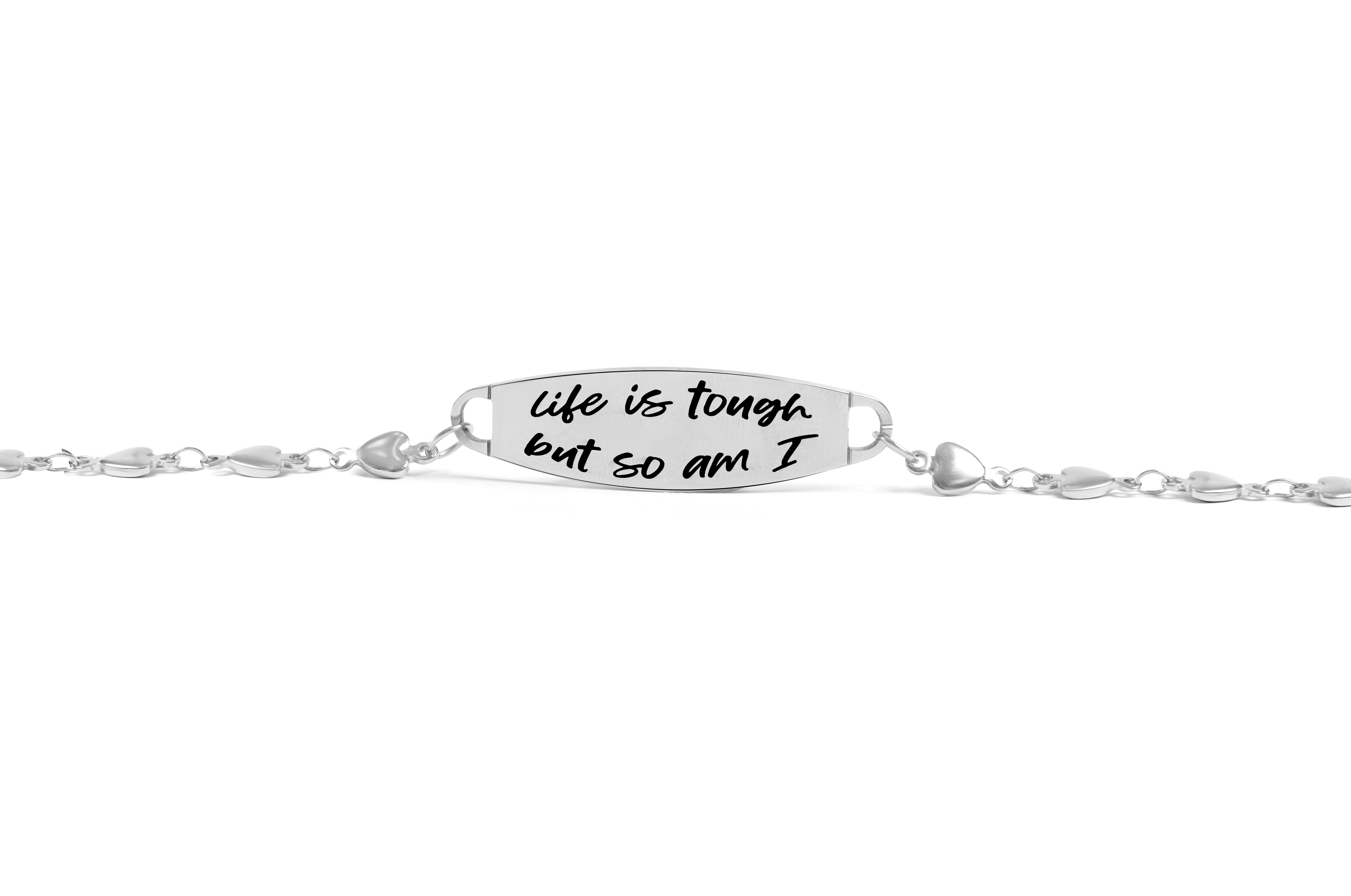 Bracelet en forme de cœur avec barre Life is Tough
