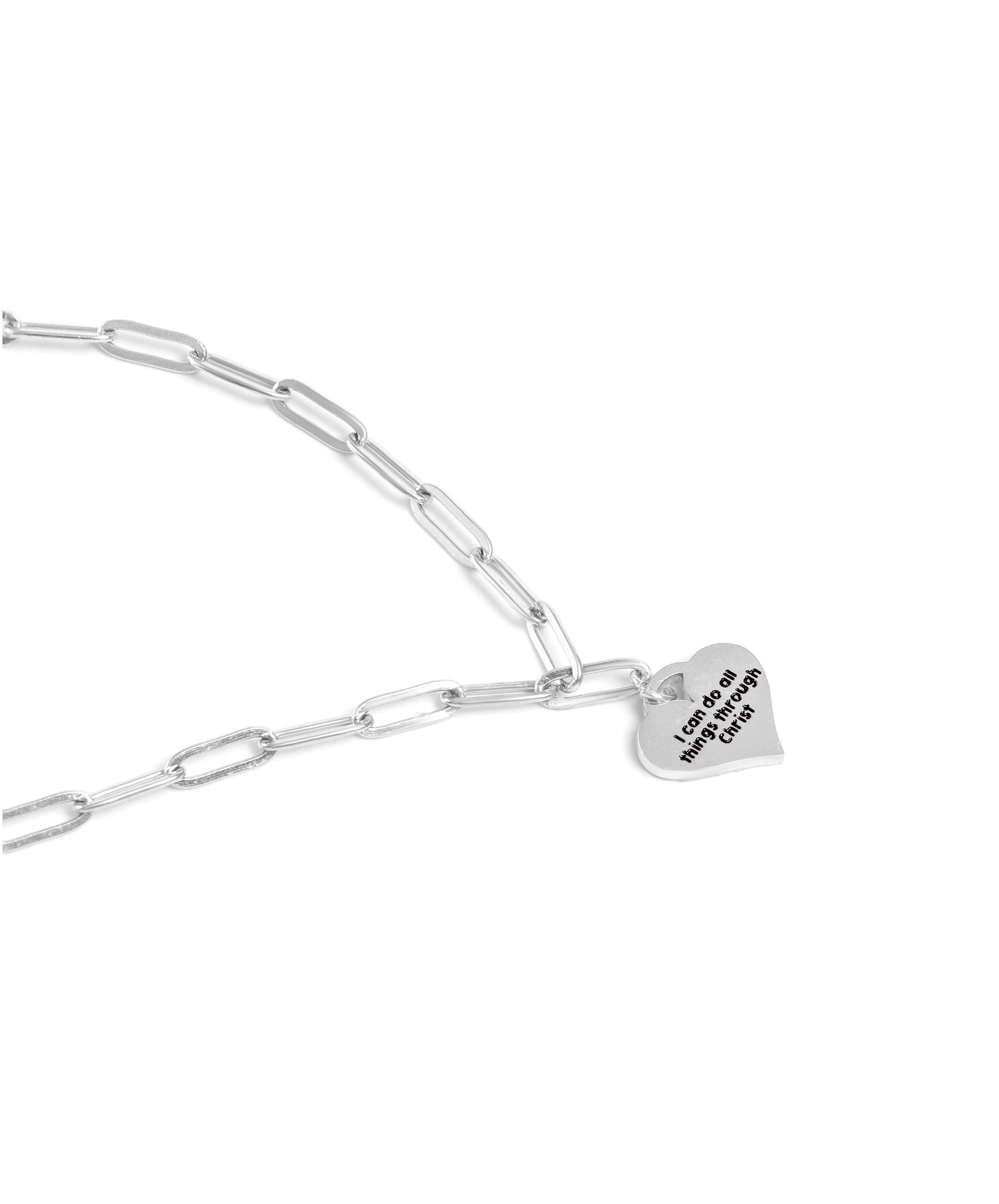 Bracelet trombone en forme de cœur « Je peux tout faire »