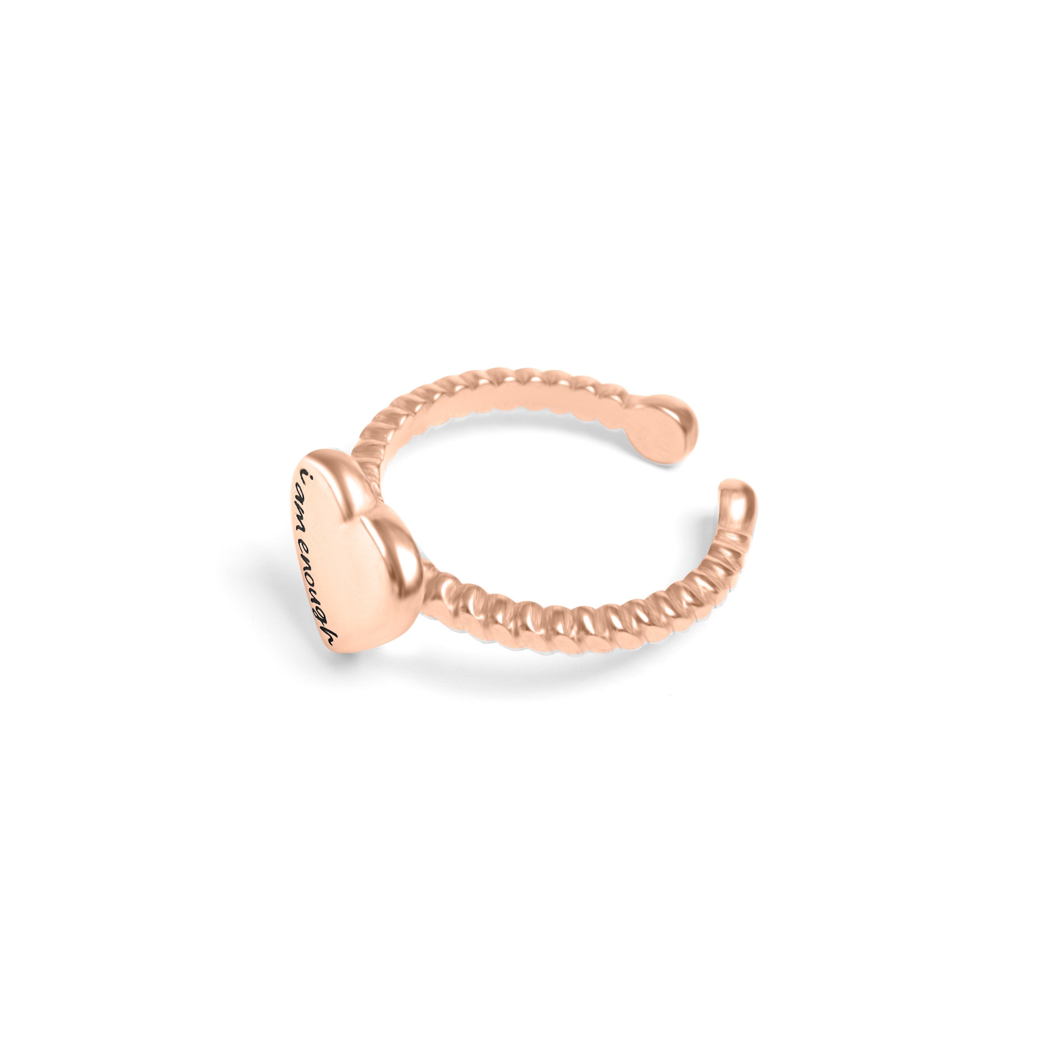 Bague en or rose avec le cœur « Je suis assez »