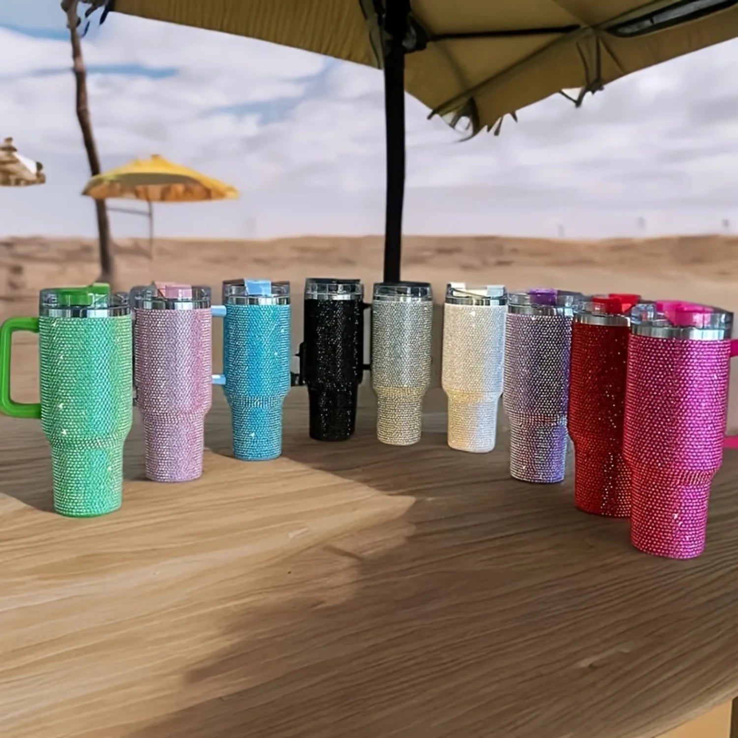 1 pièce, gobelet à clous étincelant avec couvercle, bouteille d'eau thermique en acier inoxydable de 40 oz avec poignée, gobelets portables, pour voiture,