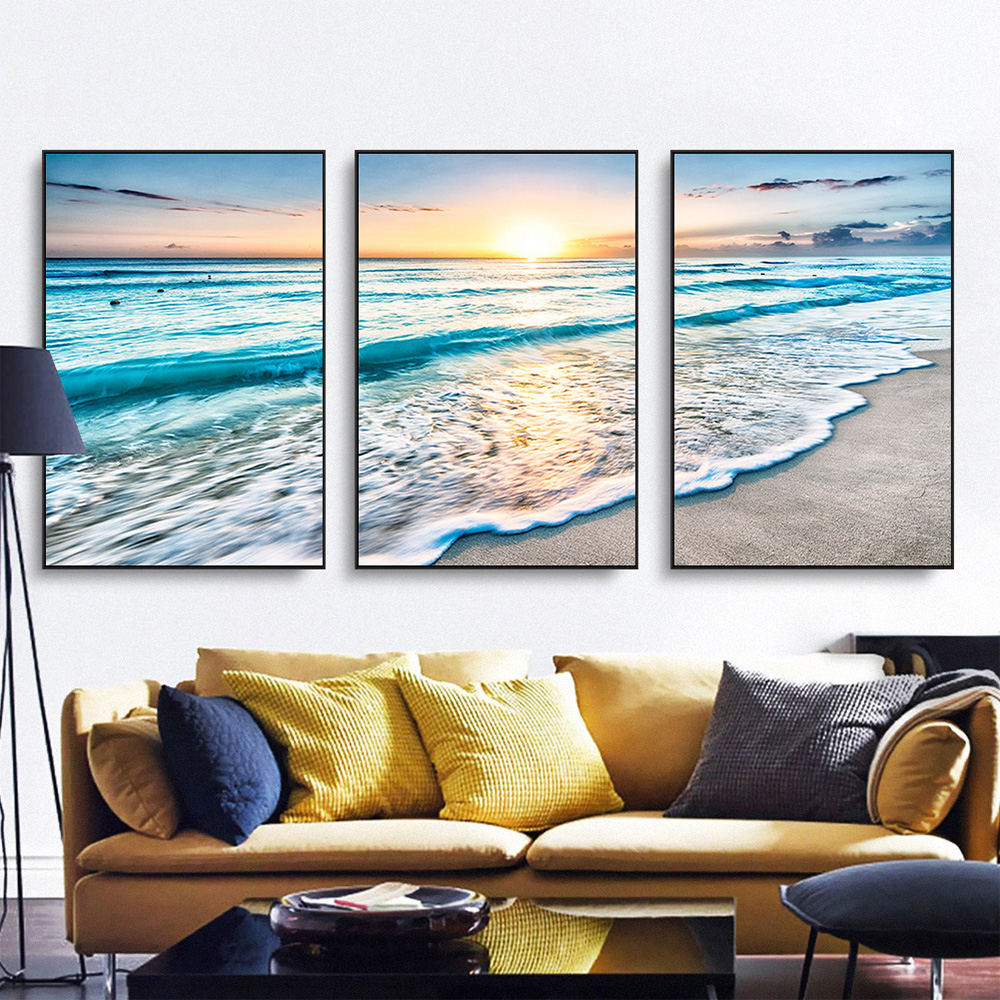Lot de 3 affiches murales sur la plage nordique