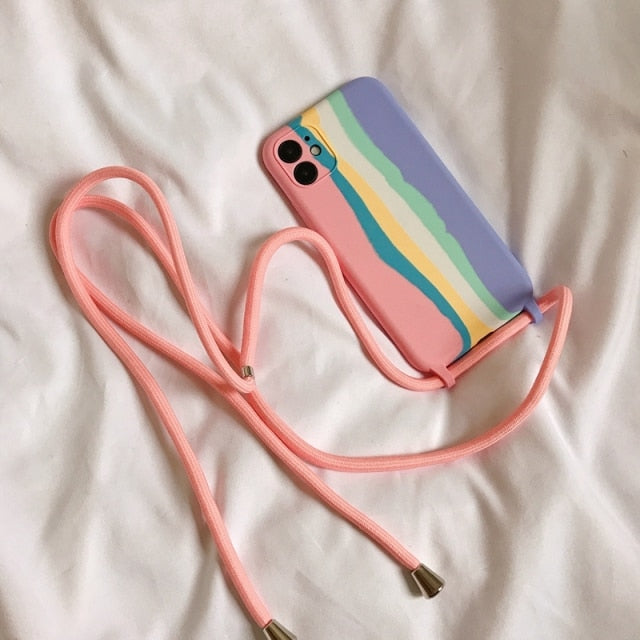 Coque iPhone 13 dégradée avec sangle (4 modèles)