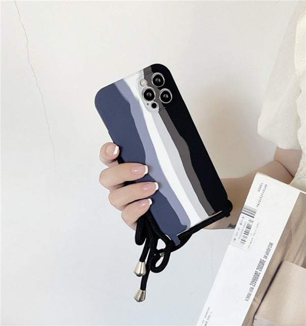 Coque iPhone 13 dégradée avec sangle (4 modèles)