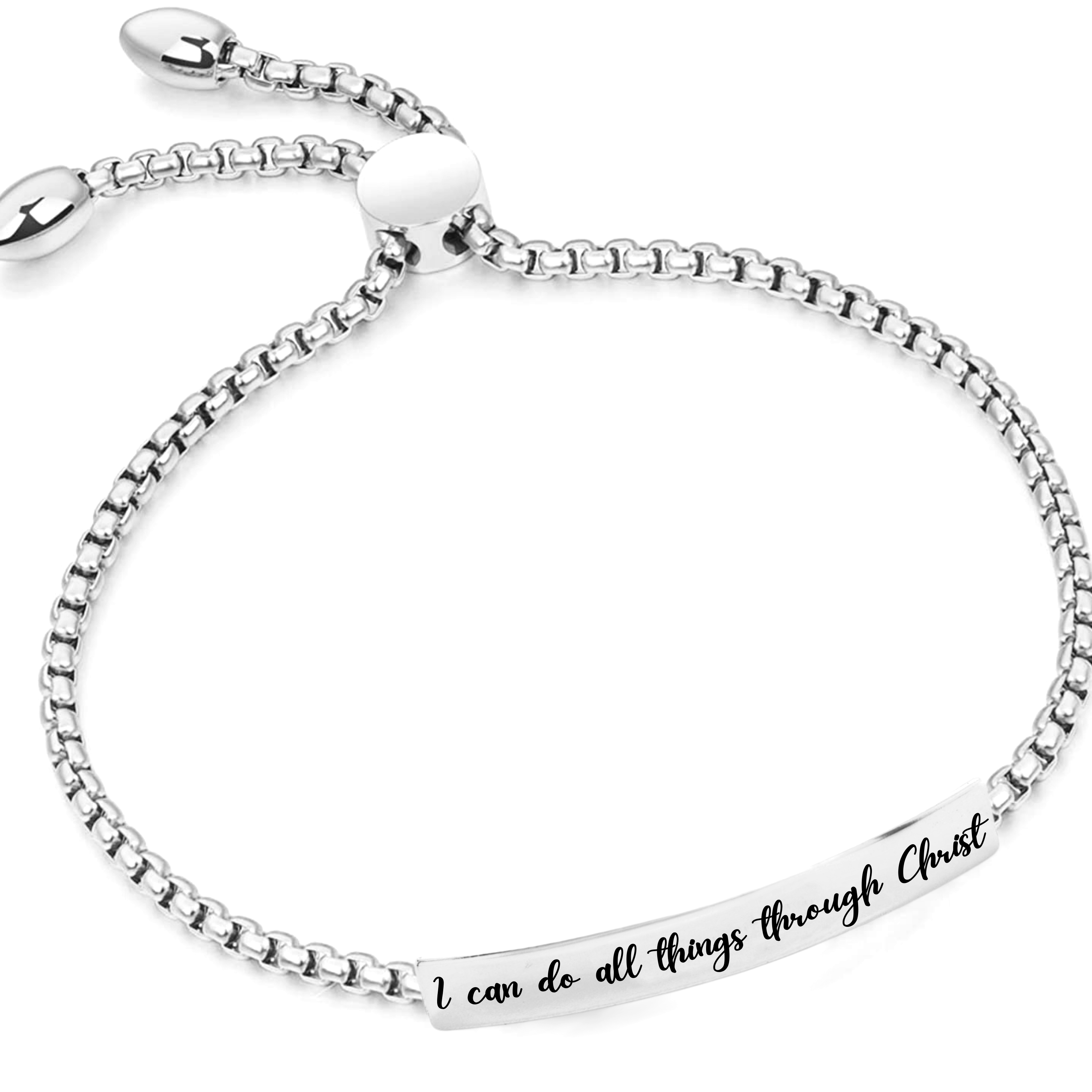 I Can Do All Things Stainless Bar Drawstring Bracelet - Exclusive Price