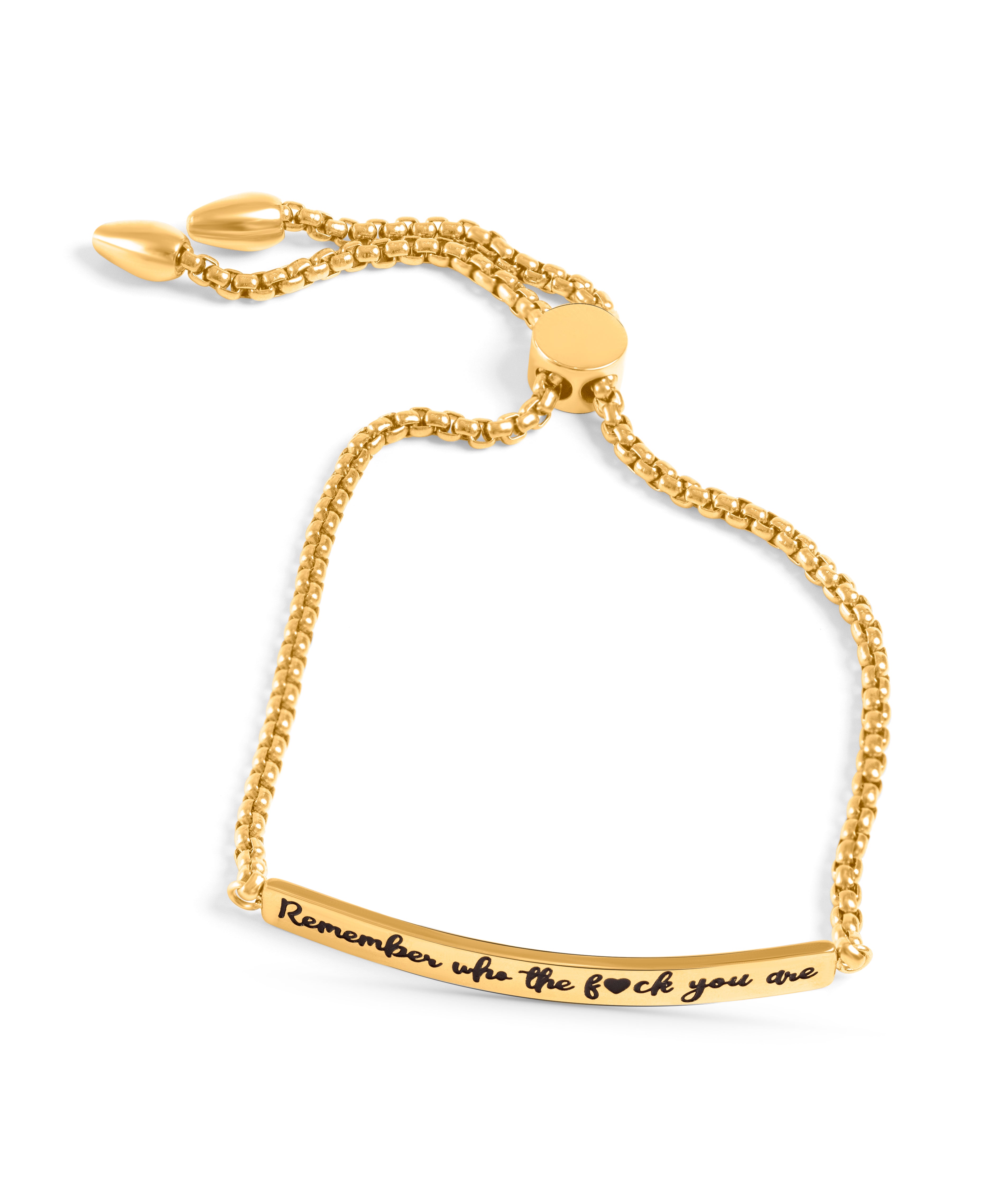 Remember Who Gold Bar Drawstring Bracelet