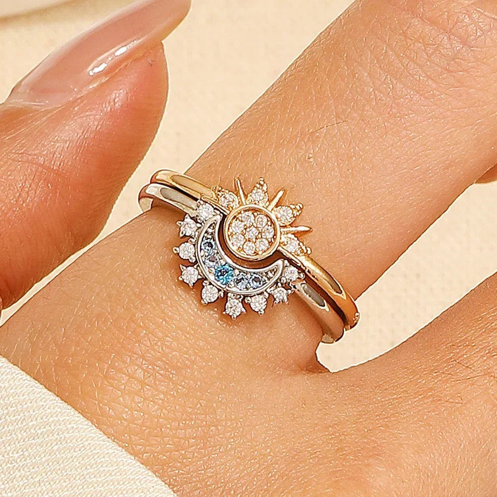 Sparkling Moon Stackable Rings