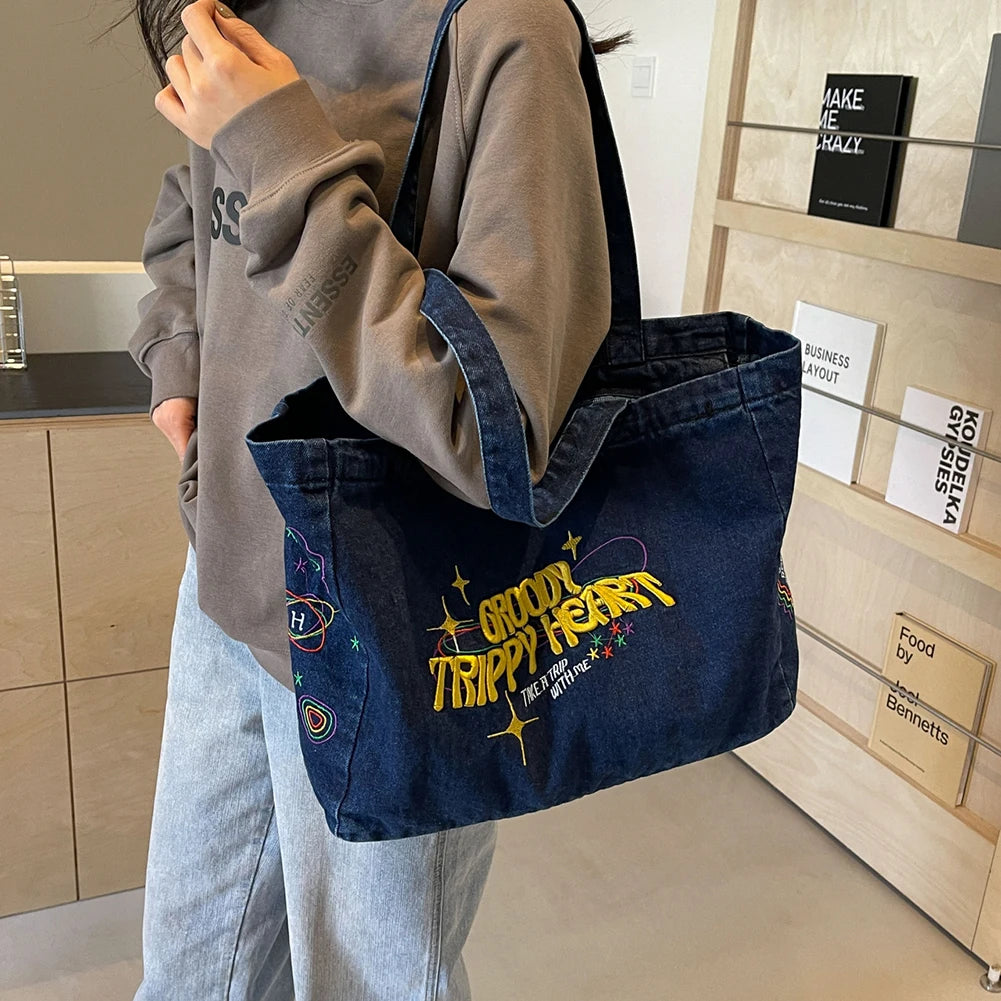 Sac en jean Groovy Trippy Heart