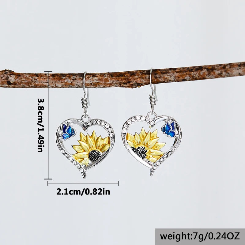 Boucles d'oreilles pendantes tournesol