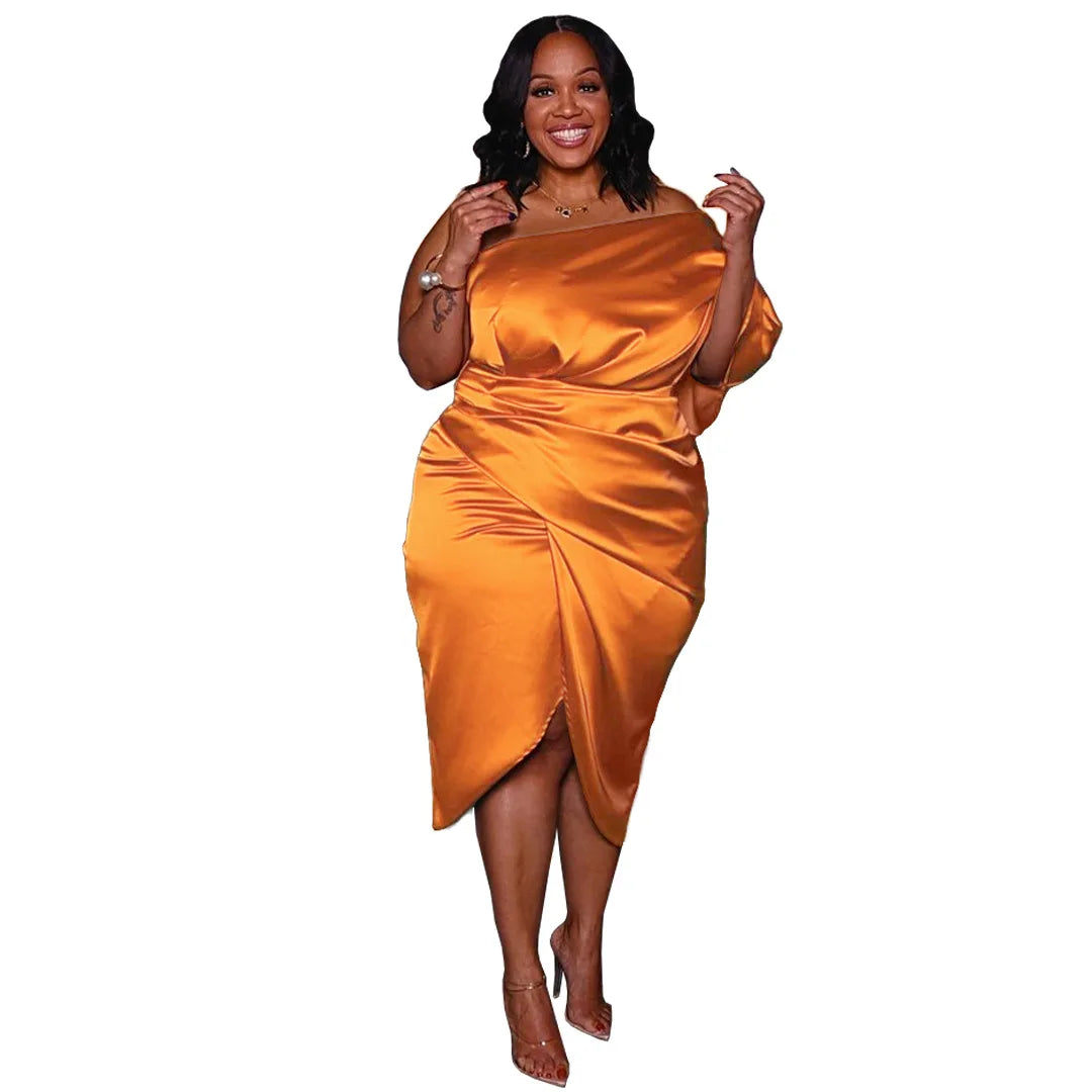 Plus Size Glossy Zipper Dress (3 Colors)