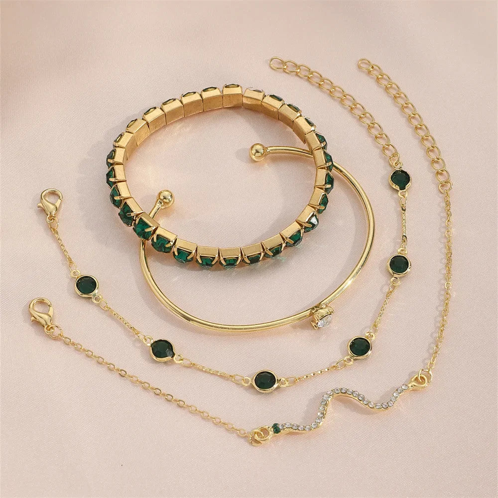 Emerald Green Bracelet Set (4 Pieces/Set)