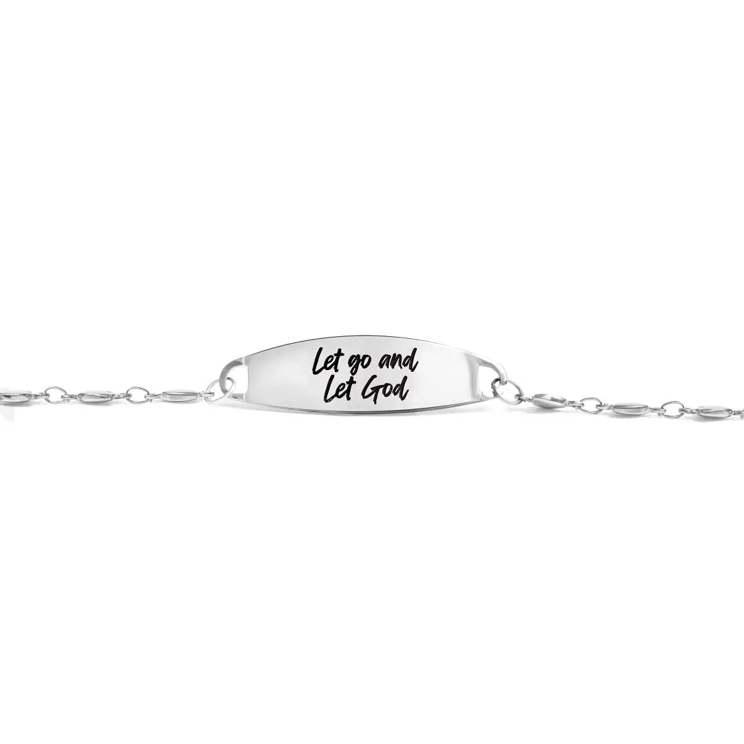 Let Go and Let God Bar Heart Bracelet