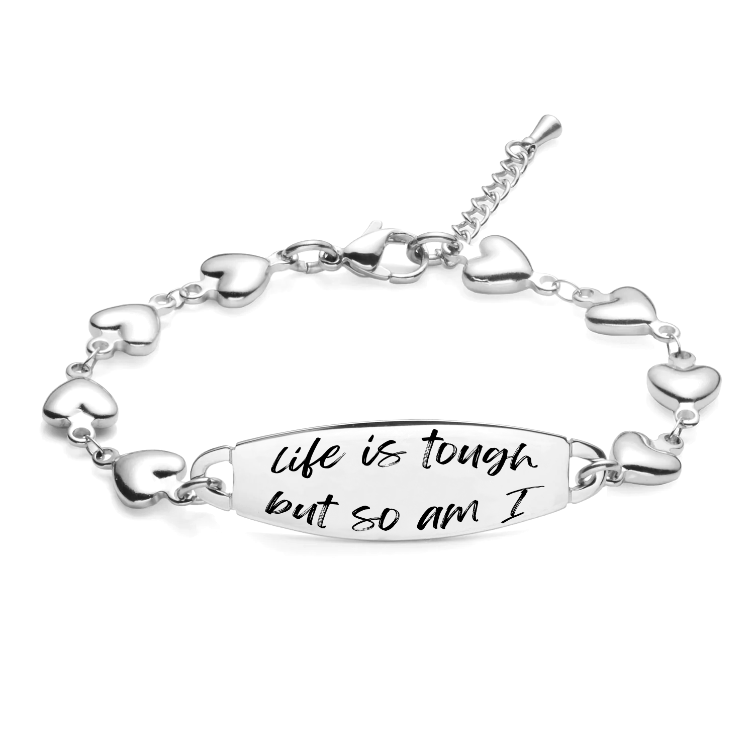 Bracelet en forme de cœur avec barre Life is Tough