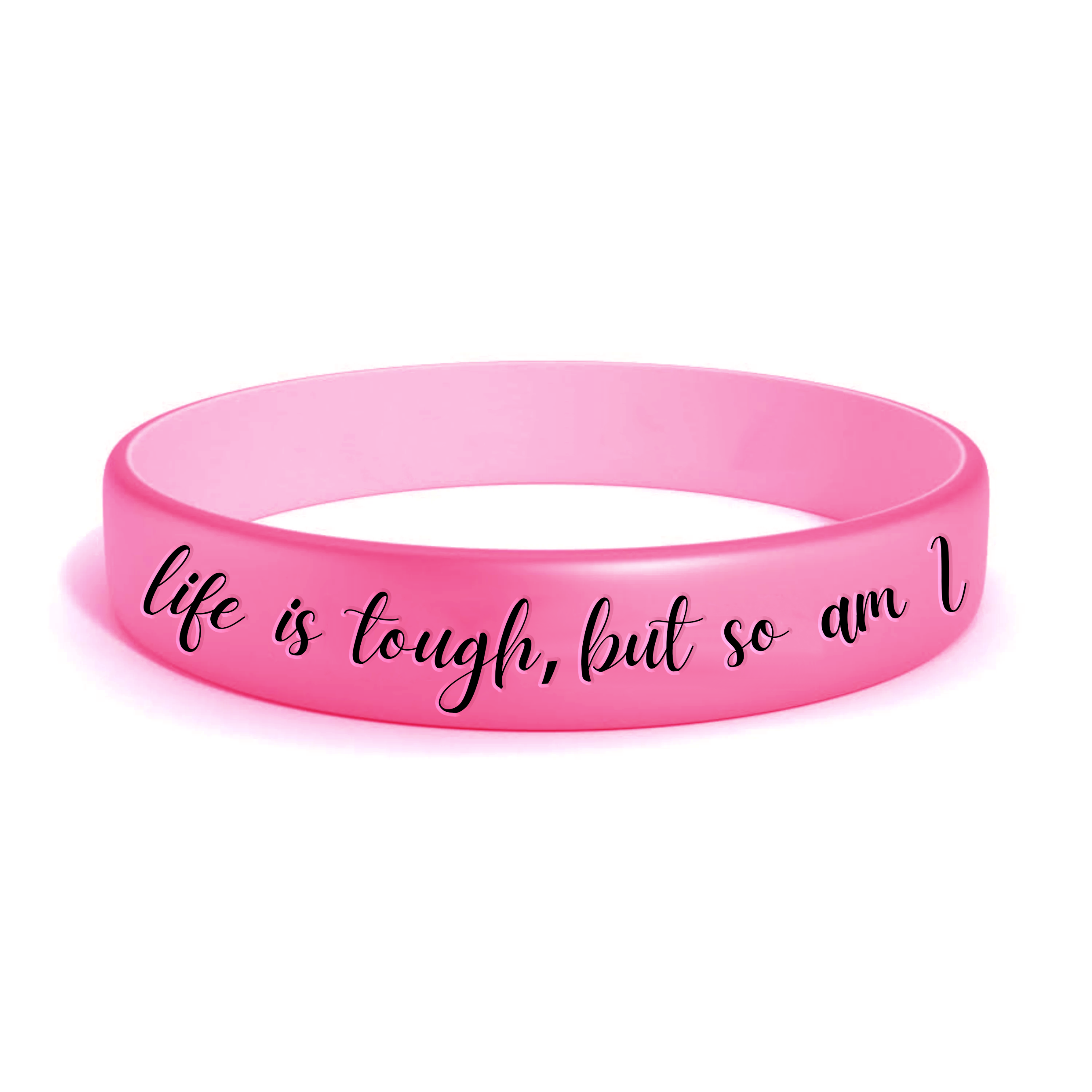 Bracelet en caoutchouc rose vif Life is Tough