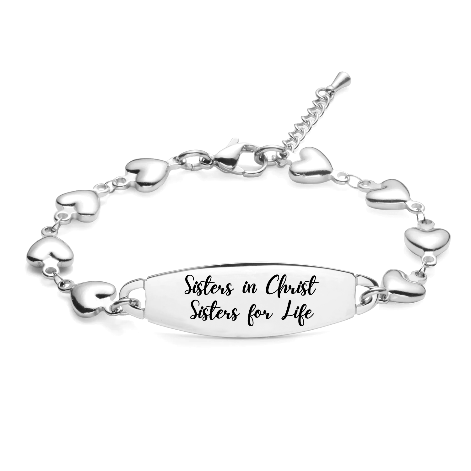 Bracelet en forme de cœur avec barre Sisters in Christ