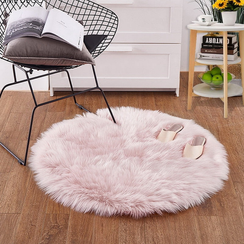 Tapis rond en peau de mouton (4 couleurs)