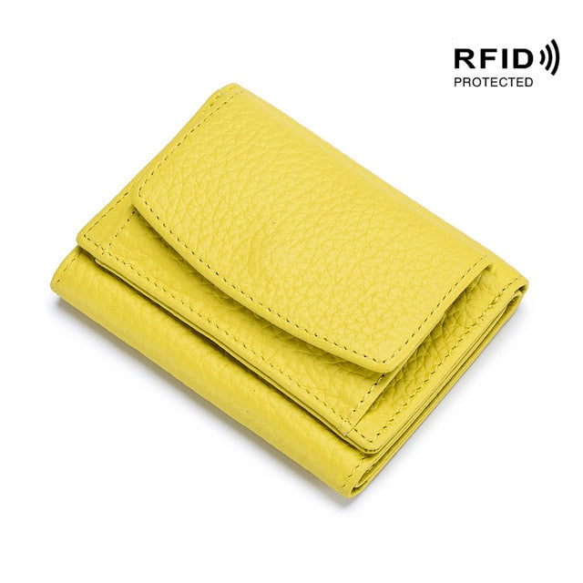 Mini portefeuille en cuir véritable RFID (9 couleurs)