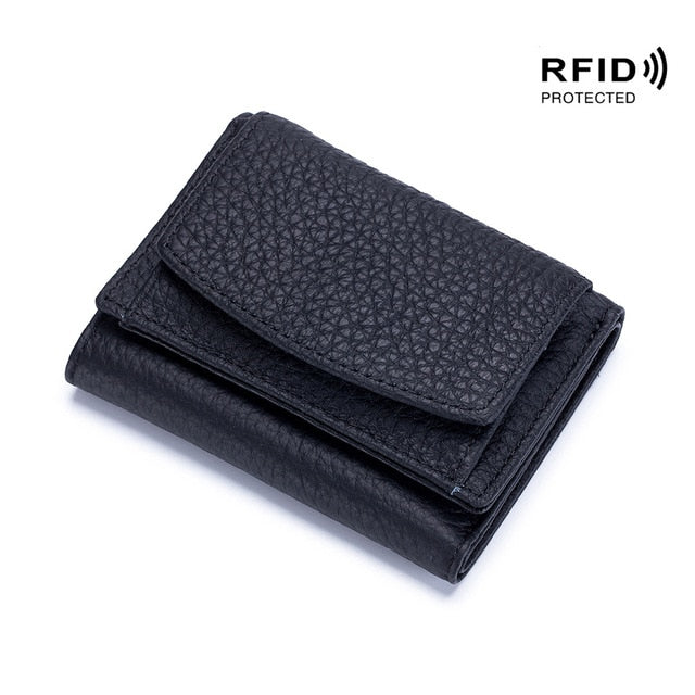 Mini portefeuille en cuir véritable RFID (9 couleurs)