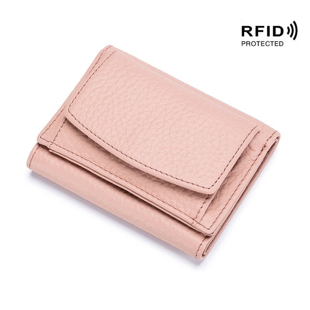 Mini portefeuille en cuir véritable RFID (9 couleurs)