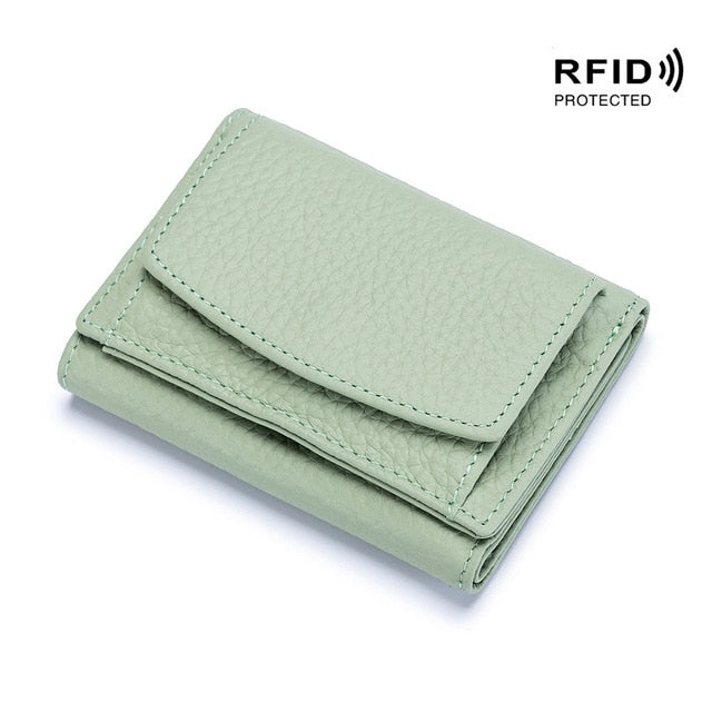 Mini portefeuille en cuir véritable RFID (9 couleurs)