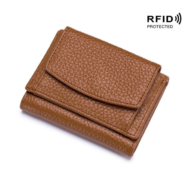 Mini portefeuille en cuir véritable RFID (9 couleurs)