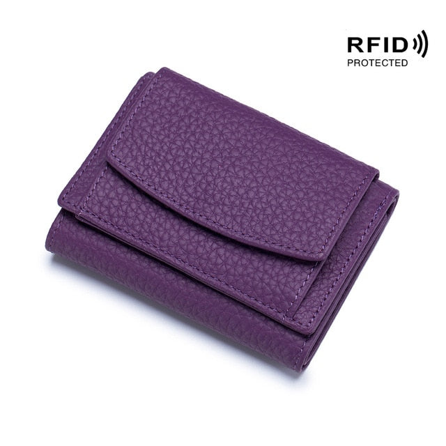 Mini portefeuille en cuir véritable RFID (9 couleurs)