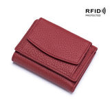 Mini portefeuille en cuir véritable RFID (9 couleurs)